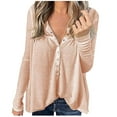 thumbnail image 2 of Comfortable workout Tops For Woman Casual Solid Color Long Sleeve V-Neck Loose Pink Blouse Casual Work Pullover Tops S-3XL, 2 of 4