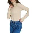 thumbnail image 1 of Suéteres Acanalados para Mujer, Lindos Suéteres de Punto de Cuello Alto, Ajustados y Cálidos Albaricoque un Tamaño, 1 of 9