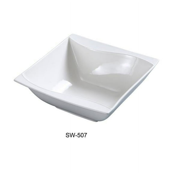 Yanco SW-507 6.75 in. Porcelain Salad Square Bowl, Bone White - 20 oz - Pack of 36