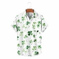 thumbnail image 5 of PNTUTB St. Patrick's Day Men's Fashion Print Collar Button Down Cardigan Short Sleeve Casual Loose Blouse, 5 of 6