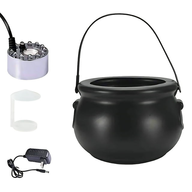 stanreset Halloween Witch Cauldrons Fog Maker Spooky Mist Effect Wide Application Safe To Festive Decorations silver US Plug 1Set