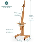 VISWIN Extra-Large Studio Easel, Hold Canvas to 71, Tilts Flat - Natural