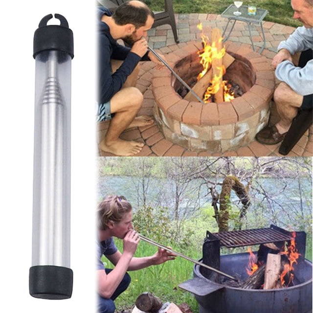 Cheers.US Pocket Size Fire Stainless Fire Blower Pipe Builds Tool Heat Portable Blow Fire Tube