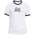 thumbnail image 2 of God Loves You Men’s Ringer Tee, 2 of 5