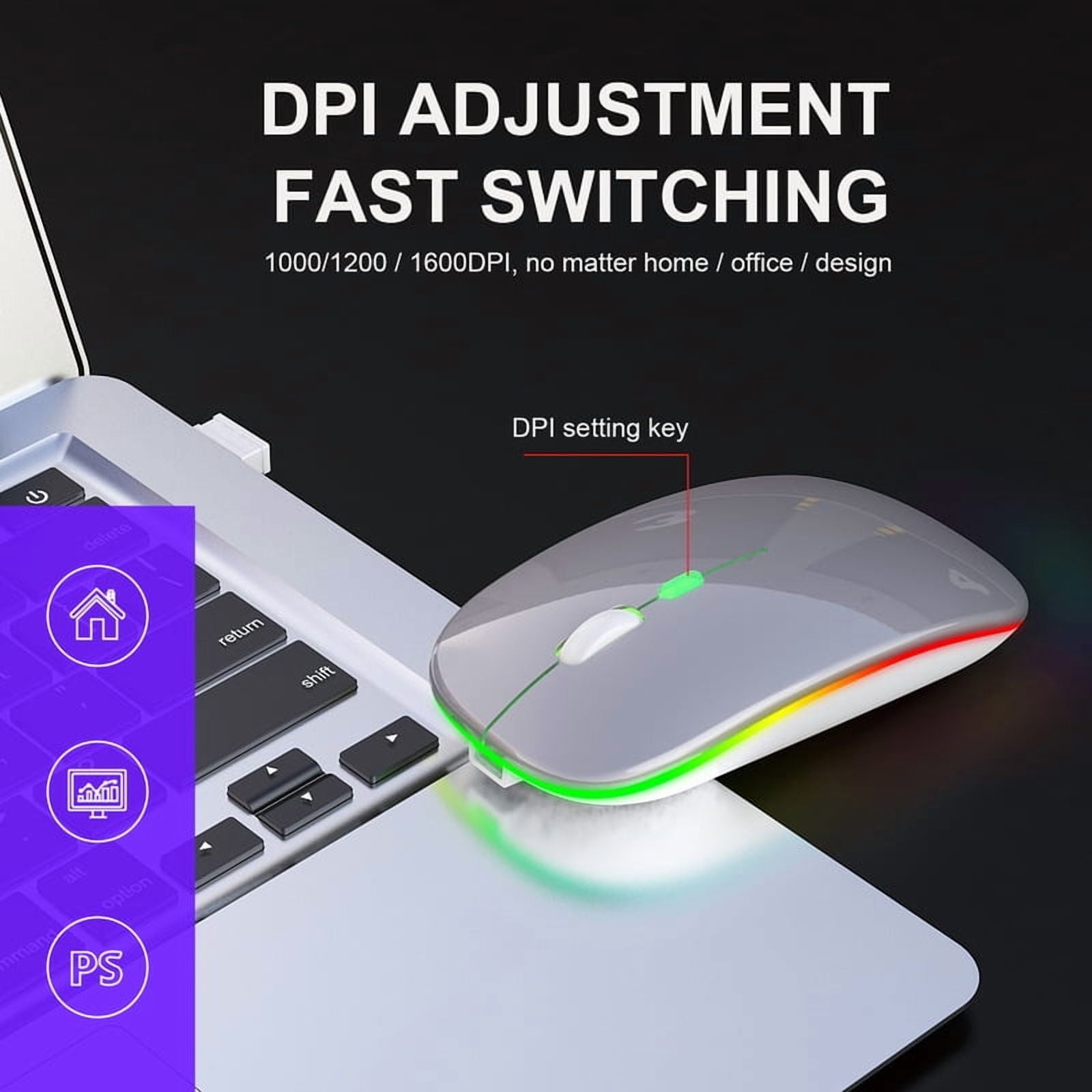 Wireless Mouse RGB Rechargeable Bluetooth Mice Wireless Computer Mause LED Backlit Ergonomic Gaming Mouse for Laptop PC