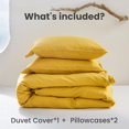 thumbnail image 3 of Simple&Opulence 100% Belgian Flax Linen Duvet Cover King Size -3 Pieces - Natural Flax French Country Bedding Set - Breathable Farmhouse Comforter Cover with Coconut Button Closure - Mustard Yellow, 3 of 7