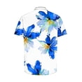 thumbnail image 4 of ZCFZJW Cute Summer Tops for Men Big and Tall Regular Fit Casual Floral Pattern Print Summer Beach Hawaiian Shirts Trendy Button Down Graphic Tees Shirt Blue M, 4 of 5