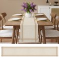 thumbnail image 6 of Tan Stripes Table Runner 120 Inches Long,Modern Minimalist Lines Grid Beige Cotton Linen Table Runners Dresser Scarves,Decorative Fabric Tabletop Scarf Furniture Cover for Home Dinner Party 13"x120", 6 of 9