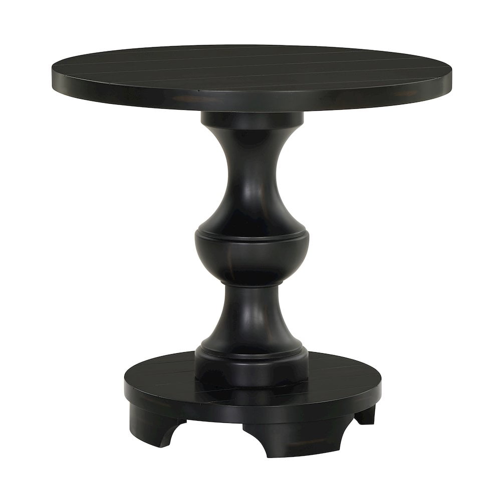 Roundhill Furniture Caesar Traditional Round Pedestal End Table, Black