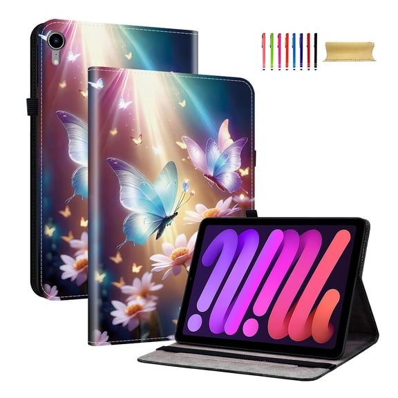 Allytechgroup Flip Cover Case for Apple iPad Pro 11 Inch 2025/2024 M5 M4, Stylish Pattern Cards Slots Stand Protective Shockproof Case with Elastic Band for iPad Pro 11 Inch M5 M4, Butterfly Flower