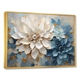 thumbnail image 2 of Designart "Minimalist White And Blue Dahlia Blossoms" Dahlia Floater Framed Wall Art Living Room, 2 of 5