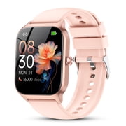 Smart Watch Fits for Android and IPhone, 1.85 inch Fitness Tracker, Men Womens Smartwatch with Answer/Make Calls/112+ Sports Modes/Message Reminder, IP68 Waterproof, for Gift Pink