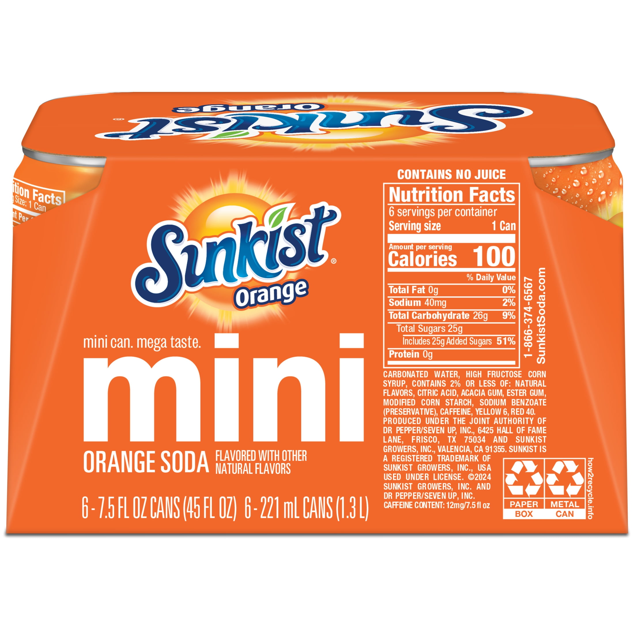 3031~6缶GnaiDoto,fonto検索7末休店買ってね！ Sunkist, Orange Soda, 7.5 fl oz, 6 Pack Cans, Caffeinated Soft