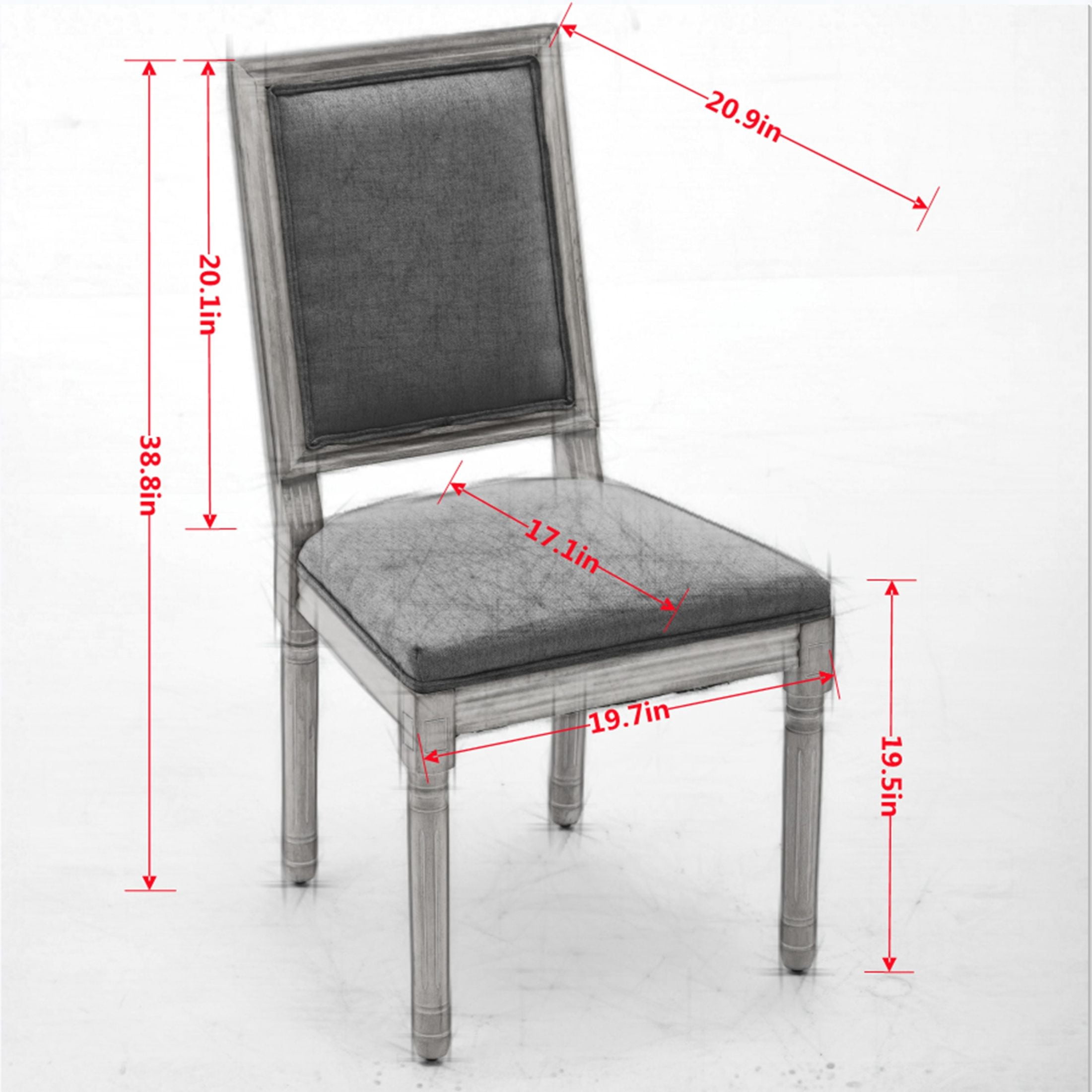 GDF Studio French Dining Chairs Set of 2 with Upholstered Backrest, Solid Rubberwood Frame, Beige