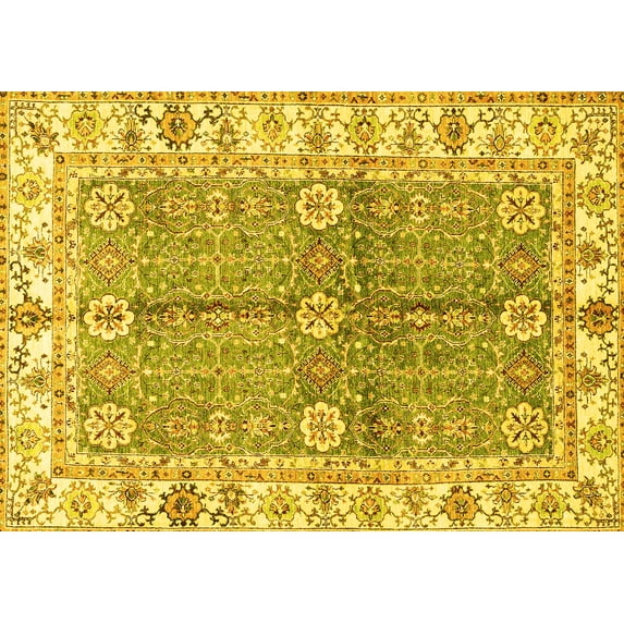 Ahgly Company Indoor Rectangle Oriental Yellow Traditional Area Rugs, 5' x 8'