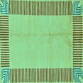 thumbnail image 1 of Ahgly Company Machine Washable Indoor Square Abstract Turquoise Blue Modern Area Rugs, 6' Square, 1 of 4