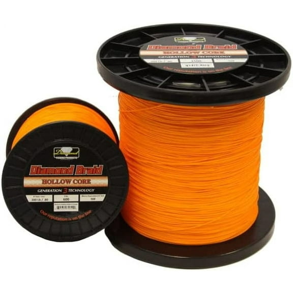 Diamond Fishing Products Diamond Braid Generation III Hollow Core 3000yards Orange, 200#