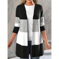 thumbnail image 5 of Women'S Long Sleeve Open Front Casual Cardigan Fashion Color Block Knitted Coat Sweaters Outerwear Black XL, 5 of 8