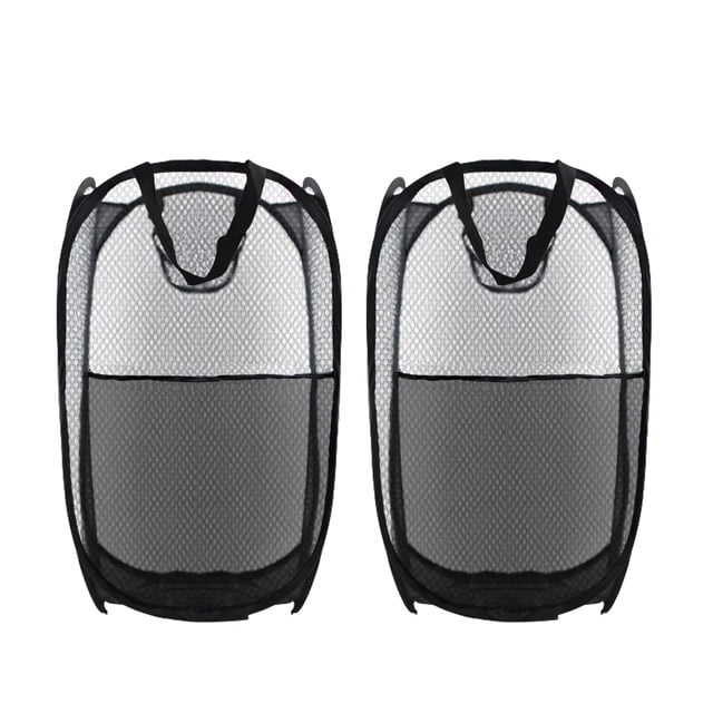 Cesto de ropa Buyongwant, plegable, con malla desplegable, 2 unidades, color negro
