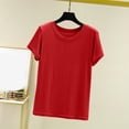thumbnail image 2 of Womens Mulberry Silk T Shirts Basic Crewneck Short sleeve Tee Tops Blouse Summer Casual Solid Tshirts, 2 of 8