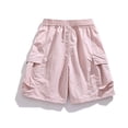 thumbnail image 6 of Cargo Short for Men Elastic Waistband Drawstring Shorts Pants Outdoor Casual Camo Hiking Work Casual Big & Tall Cargo Short Multi Pocket Quick Dry Golf Shorts,Pink M, 6 of 6