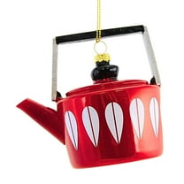 Cody Foster 3.50In Mid Century Modern Teapot, Glass, Ornament Handle Go8953 Red