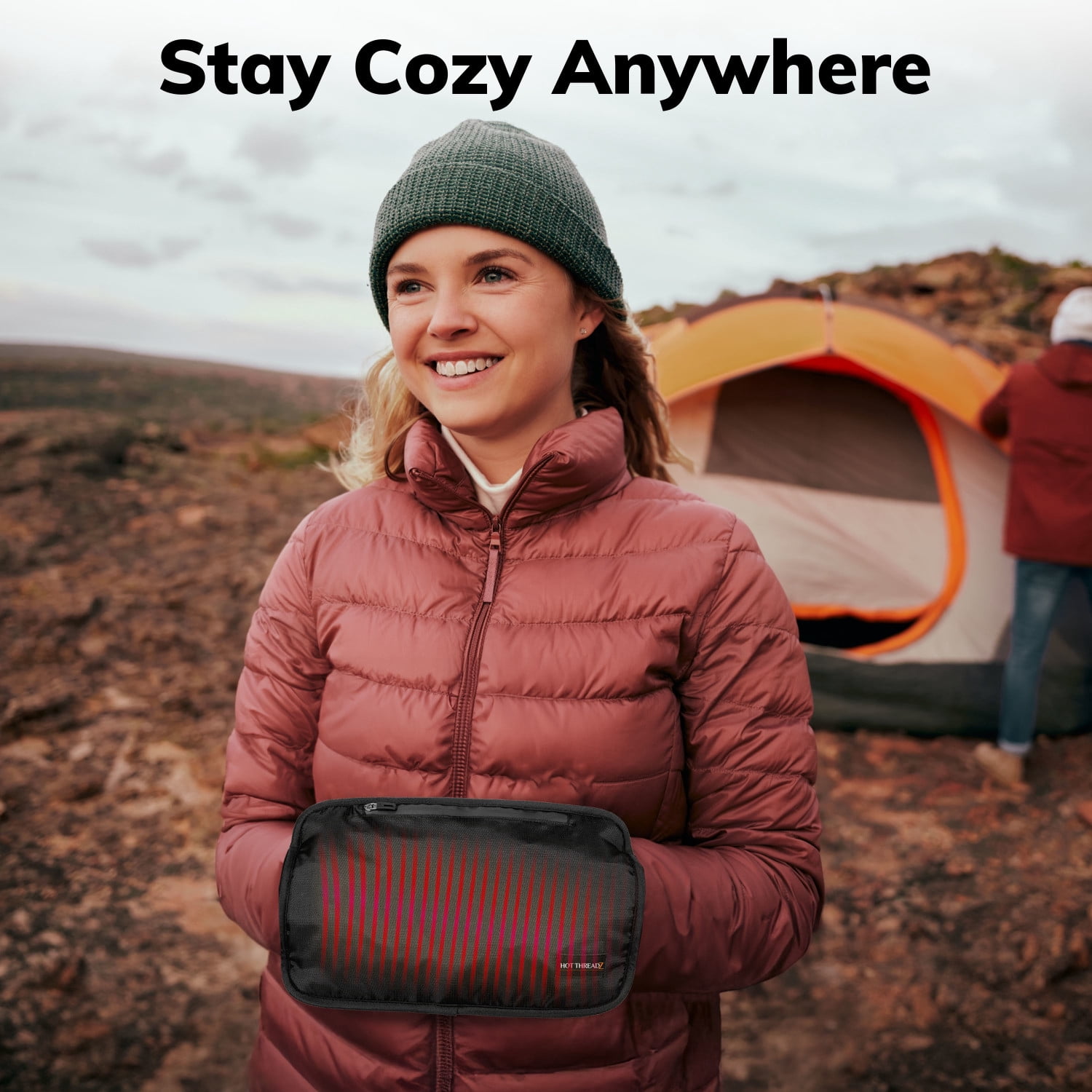 Hot Threadz Heated Hand Warmer Plush Lining 3 Heat Settings Water Resistant Black