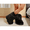 Black, variant on Women's Faux Fur Fluffy Short Snow Boot Mid-Calf Boots - Warm Comfortable Outdoor Flat Shoes
