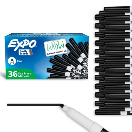 Expo Fine Tip Black Low Odor Dry Erase Markers, 36 Count