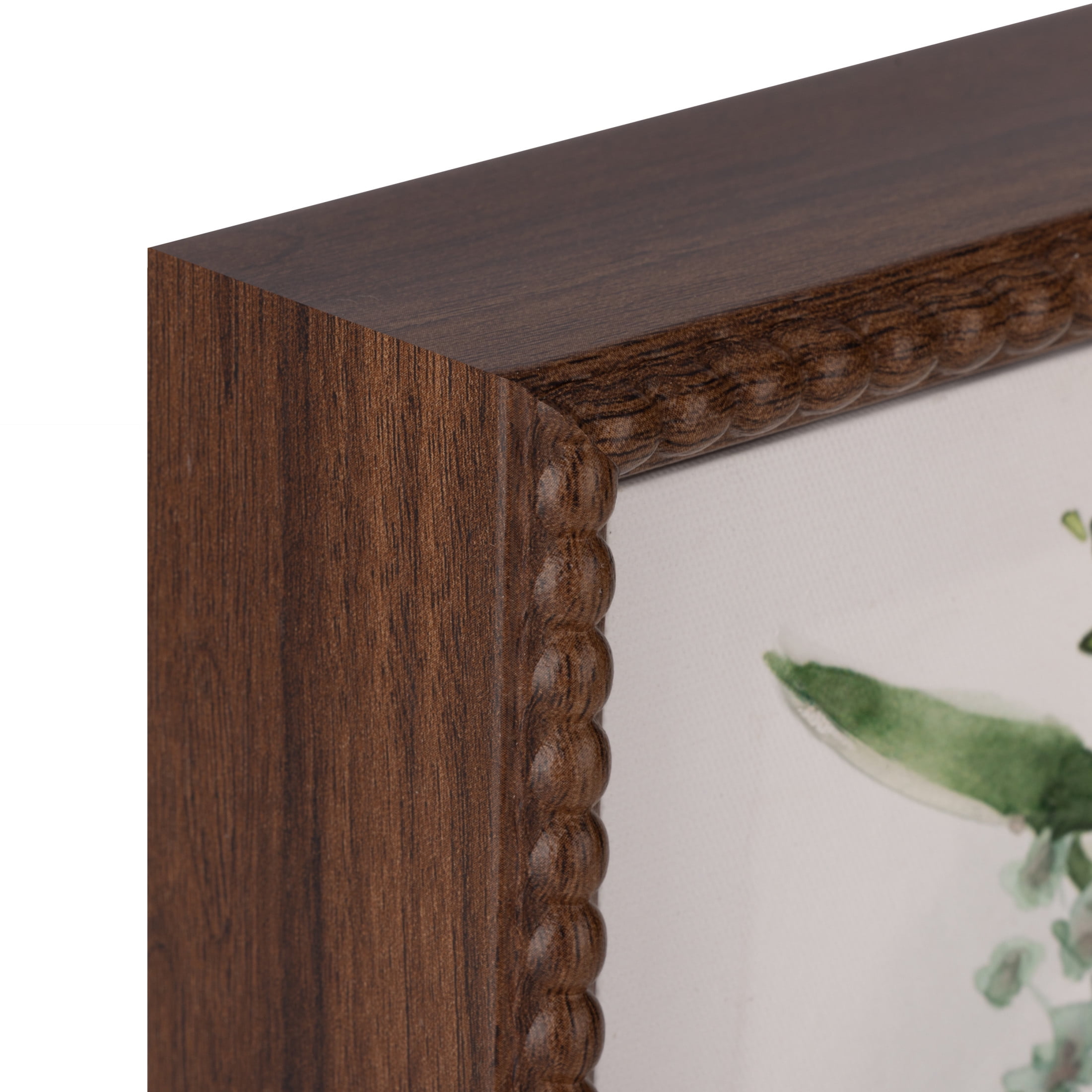 Gallery Solutions Set of 2 Framed Greenery in Vases Canvas Art - 10x10 Floral Farmhouse Prints, Beaded Frame and Hand-Painted Embellishments