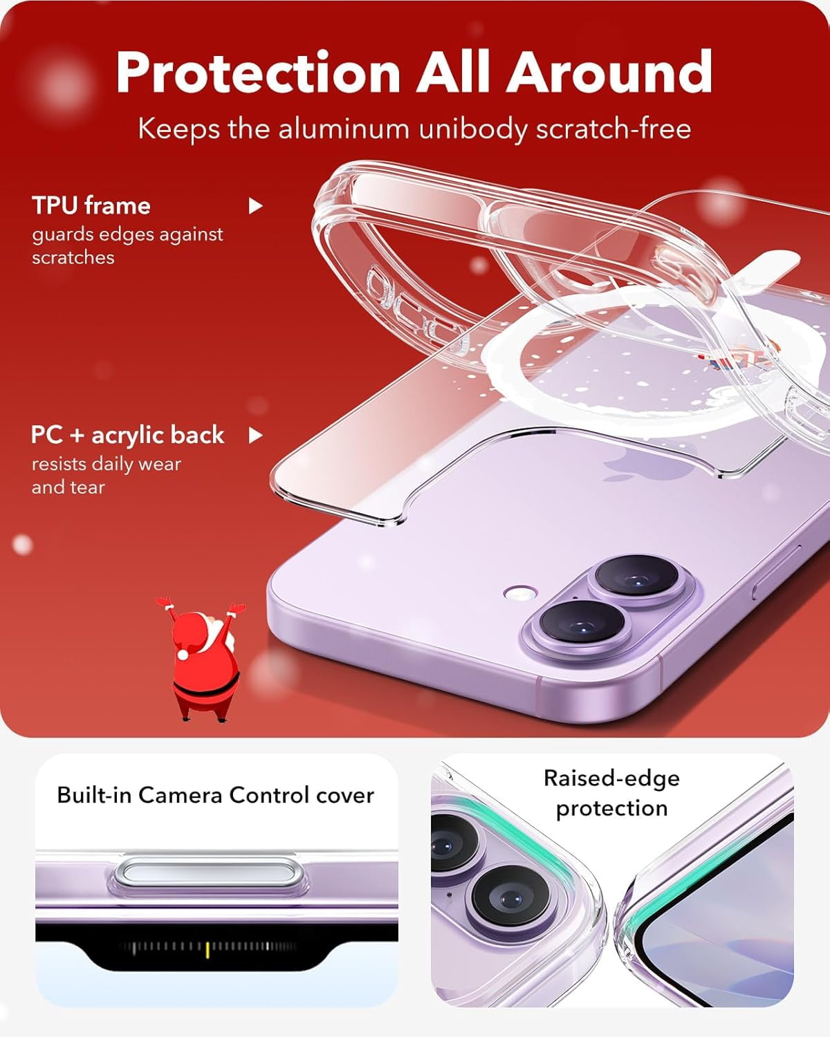 CRKMGS-for iPhone 17 Case, Camera Control, Compatible with MagSafe, Shockproof Military-Grade Protection, Magnetic Phone Case for iPhone 17, Classic Hybrid Case, Santa Skater