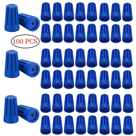 22AWG-12AWG Waterproof Wire Electrical Connectors Outdoor Seal Electrical Twist Nuts Caps Cable Terminal Connector for Landscape Light Irrigation Valves Wet Location Installation（Blue，100 Pcs）