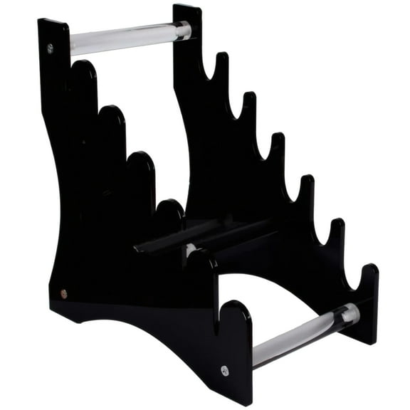 Acrylic Removable Pocket Knife Display Stand, Compact Knife Organizer for Fruit Knives, Tools, and Collectible Display, Black 6-Tier Design with Metal Support Rods