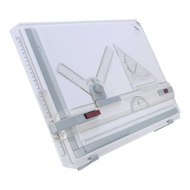 A3 Drawing Board Drafting Table, Multifuctional A3 Drawing Board Table Pad with Parallel Motion and Angle Rulers, School Stationary Architectural Drawing Measuring System