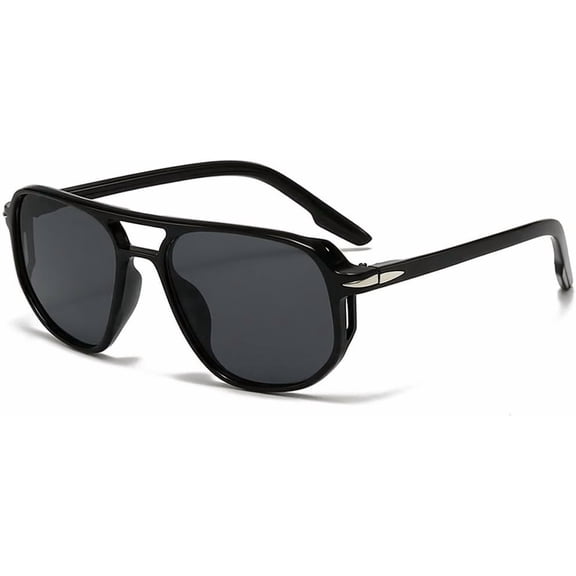 Retro Square Pilot Sunglasses Women Men 70s Vintage Trendy Double Bridge Sun Glasses Plastic Frame