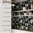 thumbnail image 4 of S4Sassy Tropical Leaf Wallpaper Black Wall Covering, 25" x 240" Self-Adhesive Textured Vinyl Wallpaper, Decorative Wall Wrap, Easy DIY Decor For Bedroom, Living Room, Cabinets, Living Spaces, 4 of 9