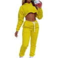 thumbnail image 3 of EDFBUYKRS Female Long Sleeve Hoodie Women's Fashion Hoodie and Sweatsuit Set for Yoga Sports Casual Wear Comfortable Solid Color Tracksuit Athletic Outfit with Hooded Sweatshirt L, 3 of 6