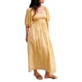 thumbnail image 1 of Gupgi Robe Bohème pour Femme à Encolure Carrée, Manches Bouffantes, Longue Robe à Fleurs, Décontractée, Vacances, Ample, Robe d'Été, 1 of 6