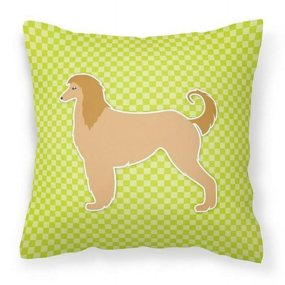 Afghan Hound Checkerboard Green Fabric Decorative Pillow BB3806PW1818