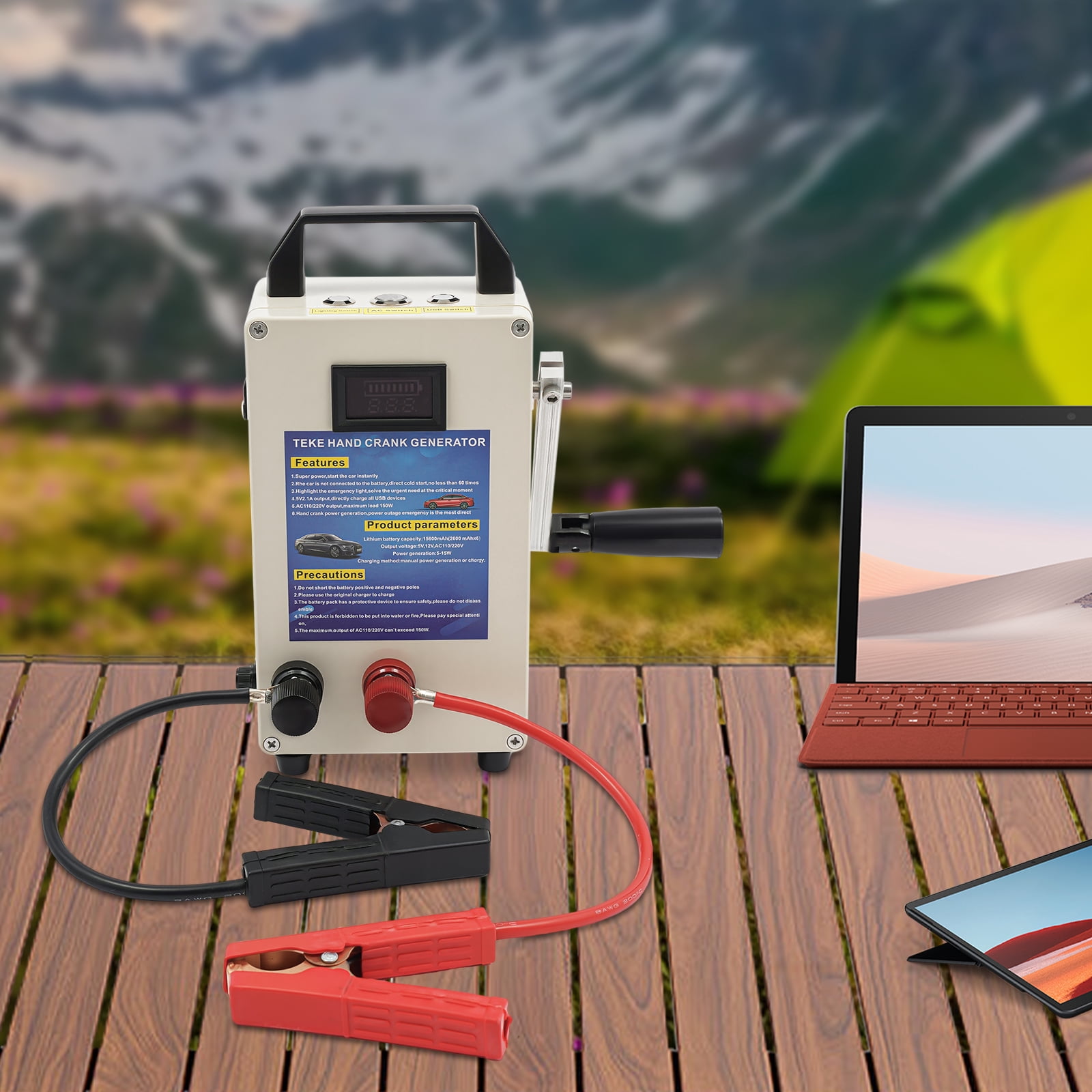 Portable Hand Crank Generator Emergency Power Supply Charger Outdoor Camping