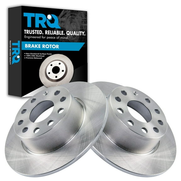 TRQ Rear Brake Rotors Set Solid Fits Select 2019-2021 Volkswagen Jetta 2022-2023 Taos