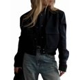 thumbnail image 1 of Veste Bombardier à Boutons pour Femmes, Épaules Tombantes, Manteau Court, 1 of 7
