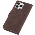 thumbnail image 6 of Skin-Friendly Wallet Case for iPhone 13 Pro Max, Premium PU Leather Shockproof Card Slots Cash Holder Flip Cover with Kickstand Folio Magnetic Clasp Wrist Hand Strap Handbag Case,Brown, 6 of 6