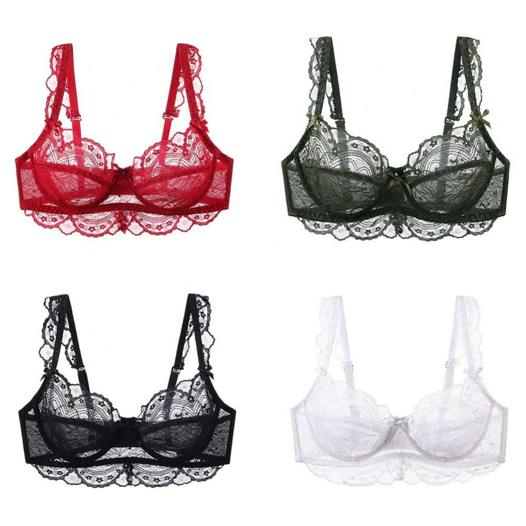 Womens Bra Lace Lingerie Non-Padded And Wire Free Wide Shoulder Strap  Underwear Plus Size Bras Sexy Brassiere BH 36-56