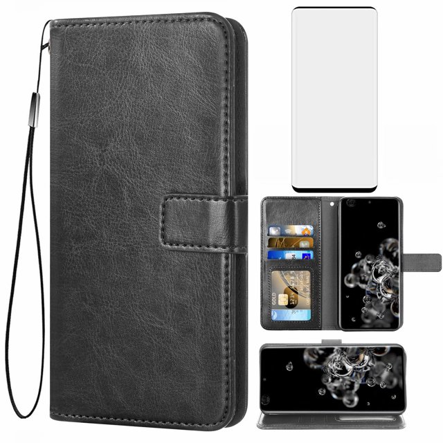 Mobile Phone Cover for Samsung S20 Ultra, Cover Premium Pu Leather Tpu Flip Cover Magnetic Closure Card Compartment Stand Function Wallet with Lanyard Protective Cover