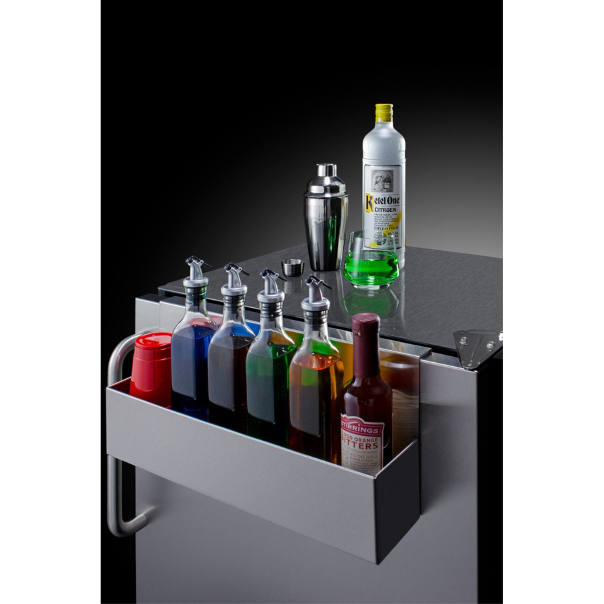 Outdoor commercial built-in all-refrigerator in stainless steel with speed rail