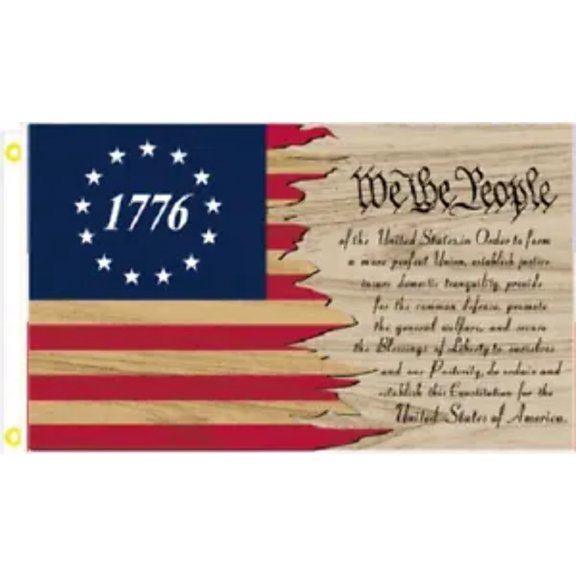3X5 BETSY ROSS 1776 WE THE PEOPLE VINTAGE TEA STAINED 100D FLAG BANNER