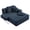 Blue, variant on Hommoo Luxurious Plush Corduroy Chaise Lounge with 3 Pillows & Storage Pocket, Convertible Sofa Couch Bed Sleeper with Frameless Design & Compression Foam, Light Grey