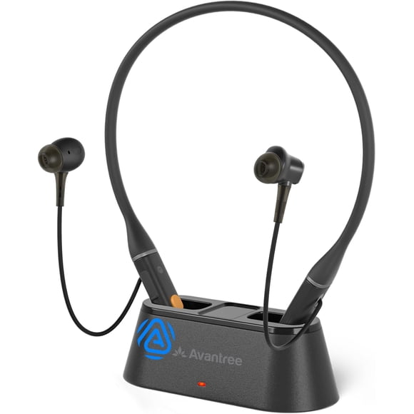 Avantree Station d'Accueil en Boucle – Écouteurs Auracast & Bluetooth Tour de Cou avec Station de Charge Intégrée, Audio à Faible Latence, 3 Modes EQ avec Commande Vocale