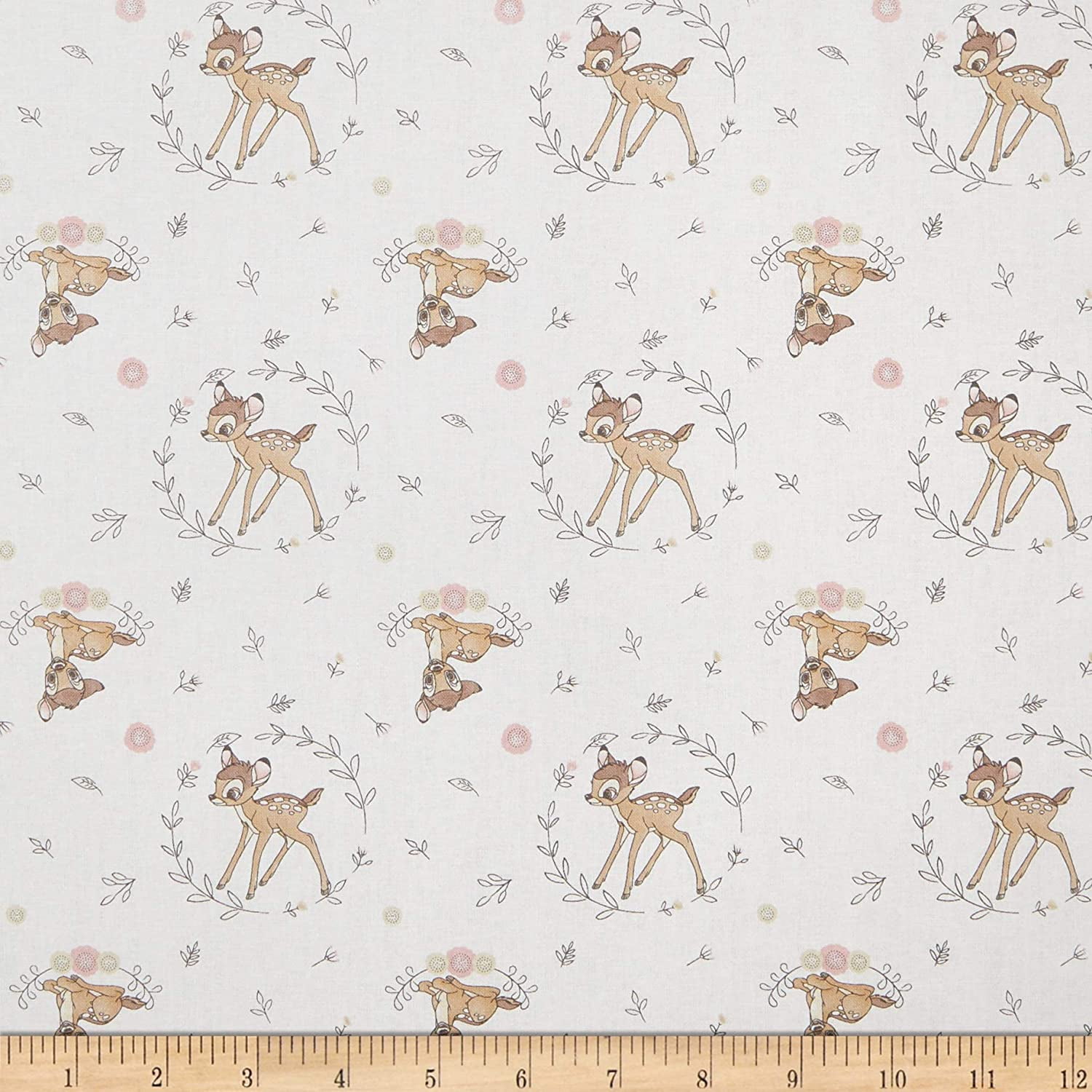 Sweet Bambi 100% cotton fabric by the yard Springs Creative Bambi Disney cotton Fabric beige blue white Swaddling blanket fabric